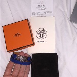 Hermes Rivale Double Bracelet Bleu Electrique S